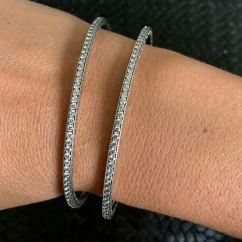 2 Like New Pandora Bracelet Sparkling Love Bracelet 925 Silver with Clear CZ